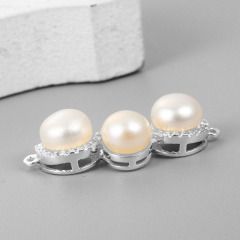 925 Sterling Silver Three Pearls Pendant