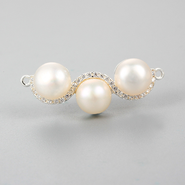 925 Sterling Silver Three Pearls Pendant