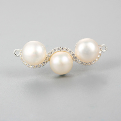 925 Sterling Silver Three Pearls Pendant