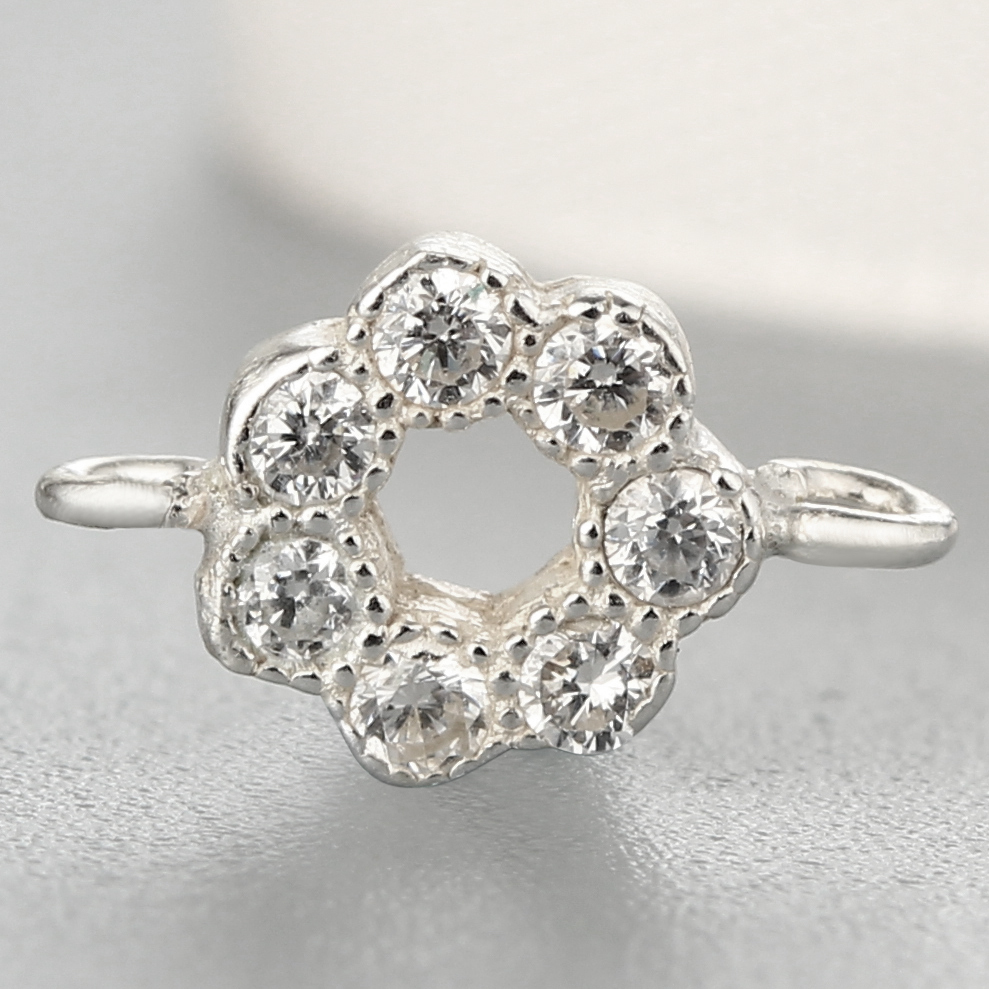925 Sterling Silver Shine Cubic Zirconia Round Charms