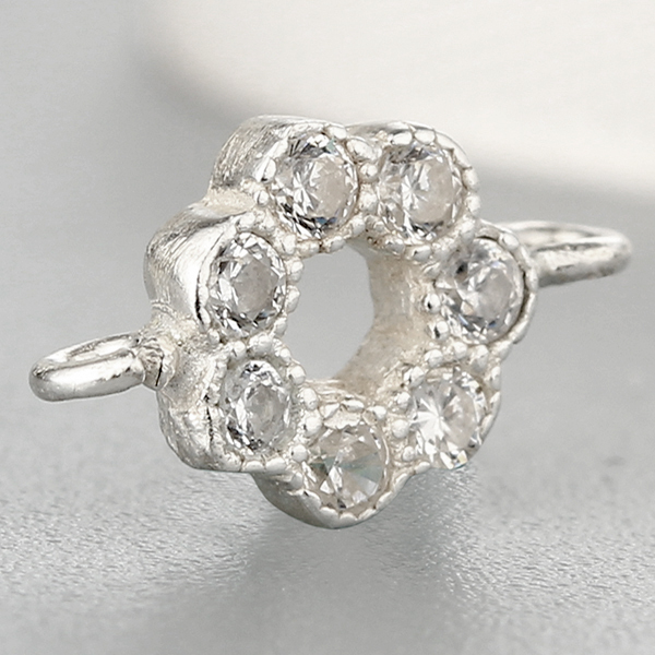 925 Sterling Silver Shine Cubic Zirconia Round Charms