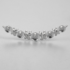 925 Sterling Silver Long Curved Link Charm For Pearl