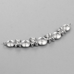 925 Sterling Silver Long Curved Link Charm For Pearl