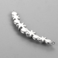 925 Sterling Silver Long Curved Link Charm For Pearl