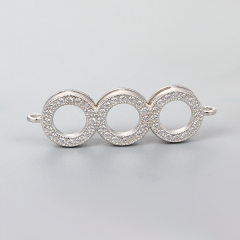 925 Sterling Silver CZ Stone Circle Charms