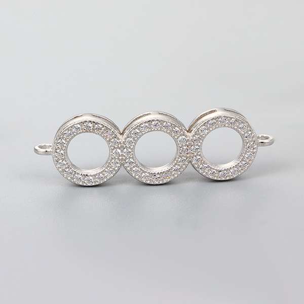 925 Sterling Silver CZ Stone Circle Charms