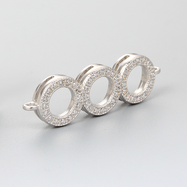 925 Sterling Silver CZ Stone Circle Charms