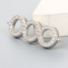 925 Sterling Silver CZ Stone Circle Charms
