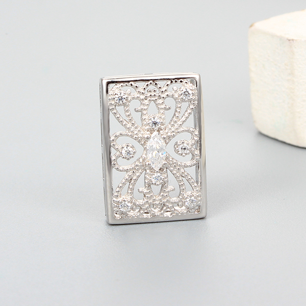 925 Sterling Silver Filigree Square Charms