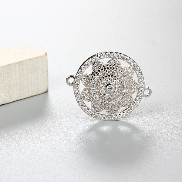 925 Sterling Silver Sunflower Connector Charms