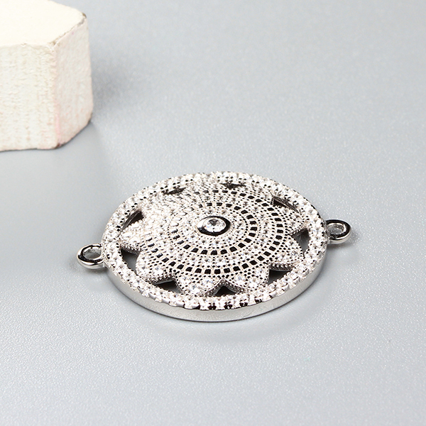 925 Sterling Silver Sunflower Connector Charms