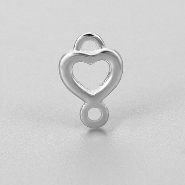 925 Sterling Silver Heart Connector Charms, 4.5*5mm