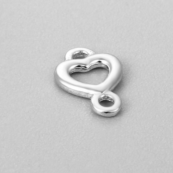 925 Sterling Silver Heart Connector Charms, 4.5*5mm