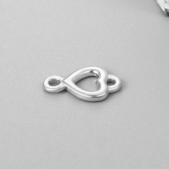 925 Sterling Silver Heart Connector Charms, 4.5*5mm
