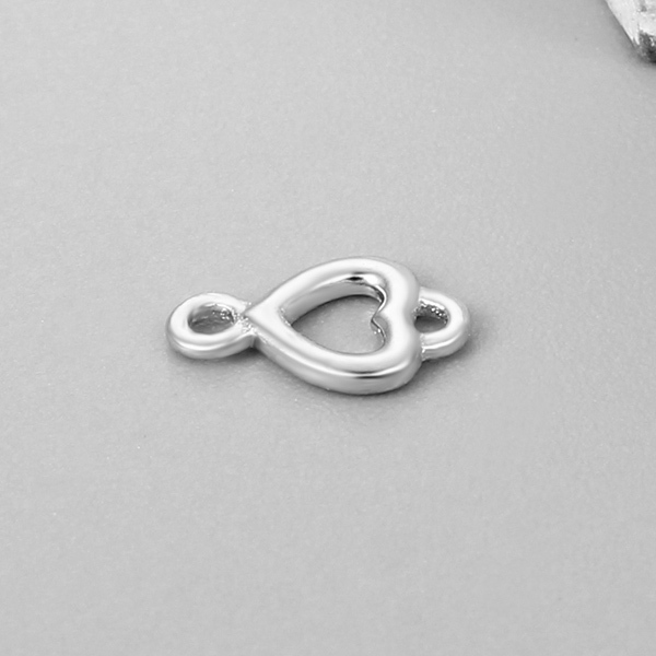 925 Sterling Silver Heart Connector Charms, 4.5*5mm