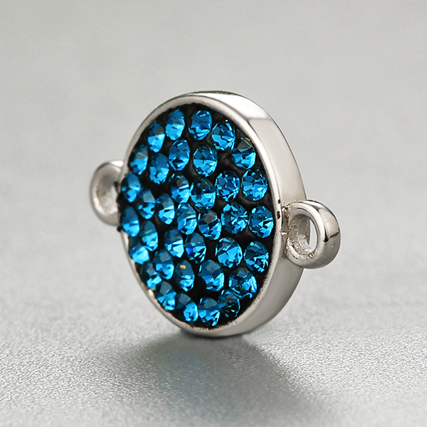 925 Sterling Silver CZ Stone Round Charms