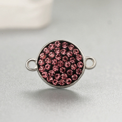 925 Sterling Silver CZ Stone Round Charms