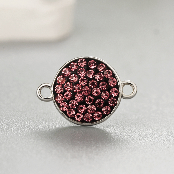 925 Sterling Silver CZ Stone Round Charms