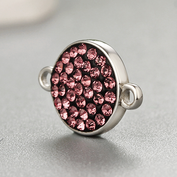 925 Sterling Silver CZ Stone Round Charms