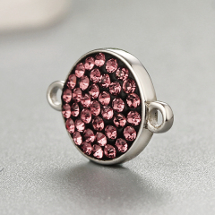 925 Sterling Silver CZ Stone Round Charms