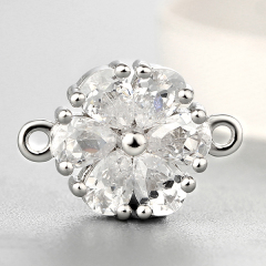 925 Sterling Silver Pear Cubic Zirconia Flower Charms