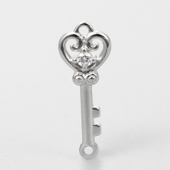 925 Sterling Silver Heart Shaped Key Charms