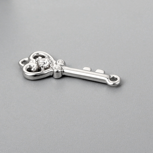 925 Sterling Silver Heart Shaped Key Charms