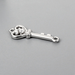 925 Sterling Silver Heart Shaped Key Charms