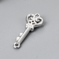 925 Sterling Silver Heart Shaped Key Charms