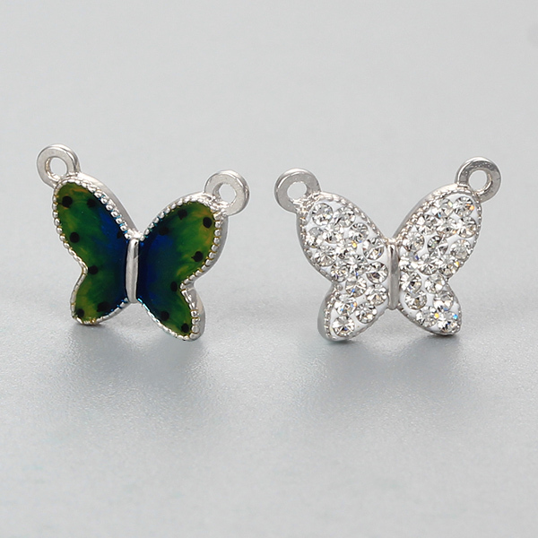 925 Sterling Silver CZ Pave Or Enamel Butterfly Charms