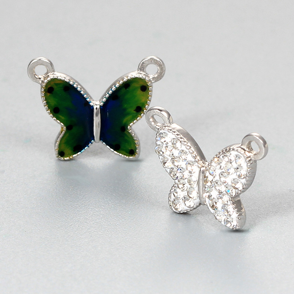 925 Sterling Silver CZ Pave Or Enamel Butterfly Charms