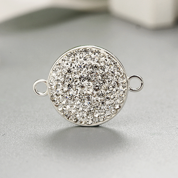 925 Sterling Silver Round Crystals Clay Charms