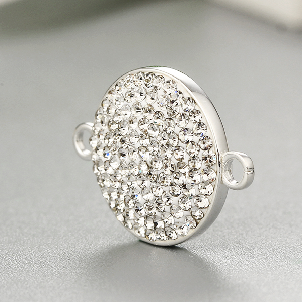 925 Sterling Silver Round Crystals Clay Charms