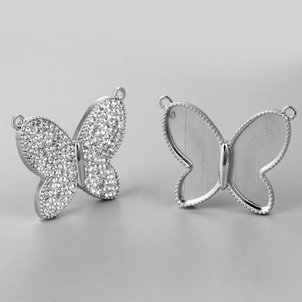 925 Sterling Silver Butterfly Bezel