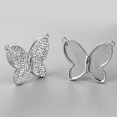 925 Sterling Silver Butterfly Bezel