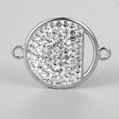 925 Sterling Silver Round Blank Bezel Connector Charm