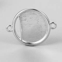 925 Sterling Silver Round Blank Bezel Connector Charm
