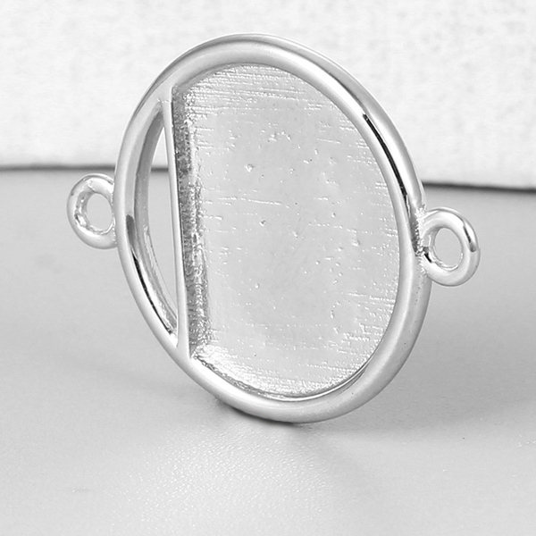 925 Sterling Silver Round Blank Bezel Connector Charm