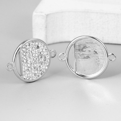 925 Sterling Silver Round Blank Bezel Connector Charm
