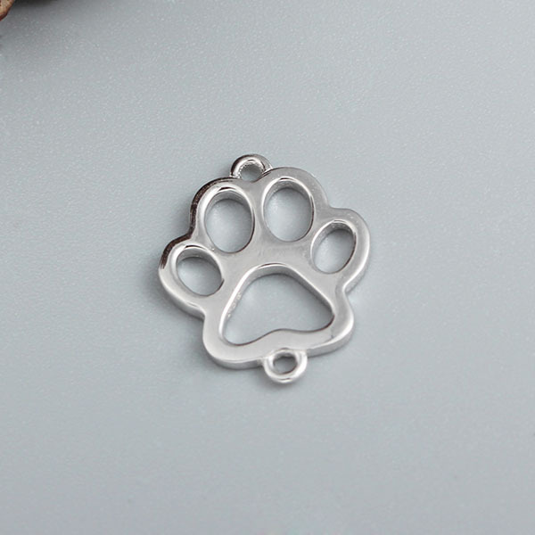 925 Sterling Silver Hollow Dog Paw Charm