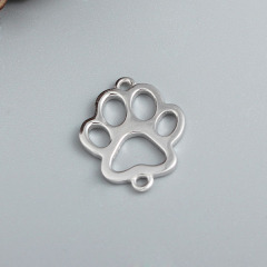 925 Sterling Silver Hollow Dog Paw Charm