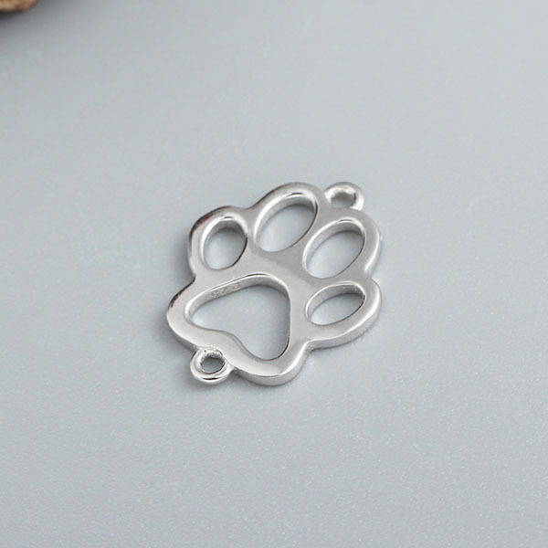 925 Sterling Silver Hollow Dog Paw Charm
