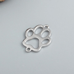 925 Sterling Silver Hollow Dog Paw Charm