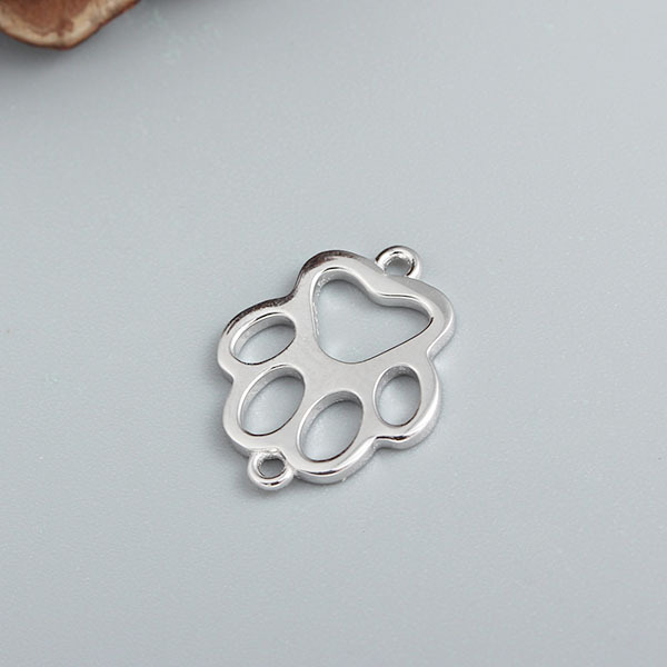 925 Sterling Silver Hollow Dog Paw Charm