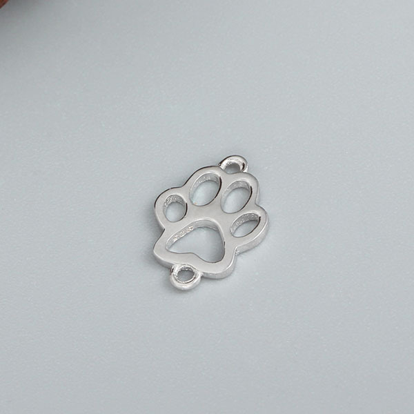 925 Sterling Silver Small Hollow Bear Paw Charm
