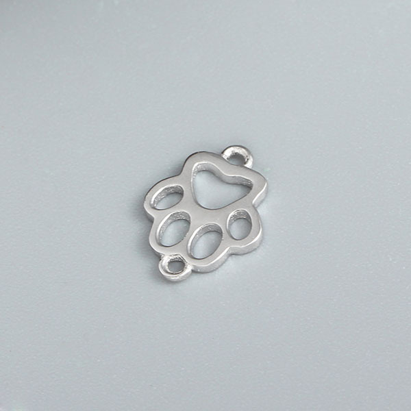925 Sterling Silver Small Hollow Bear Paw Charm