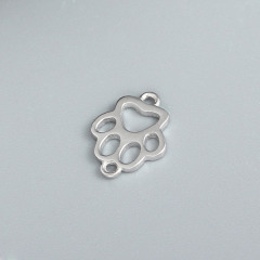 925 Sterling Silver Small Hollow Bear Paw Charm