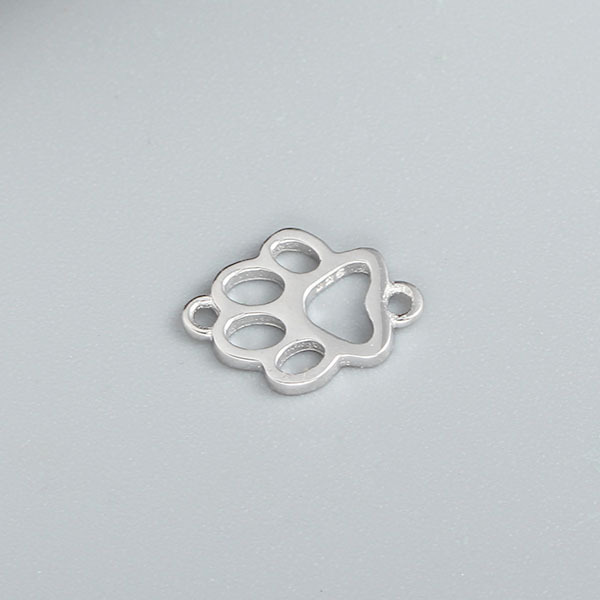 925 Sterling Silver Small Hollow Bear Paw Charm