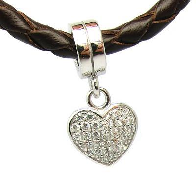 925 Sterling Silver Heart Charm Bead