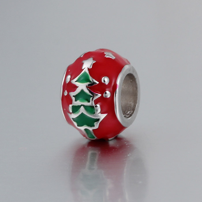 925 Silver Enamel Enamel Christmas Bead
